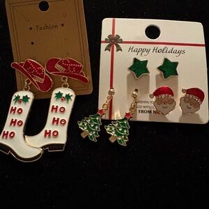 Nicole Festive Holiday Earrings Set - Red, Green, Gold